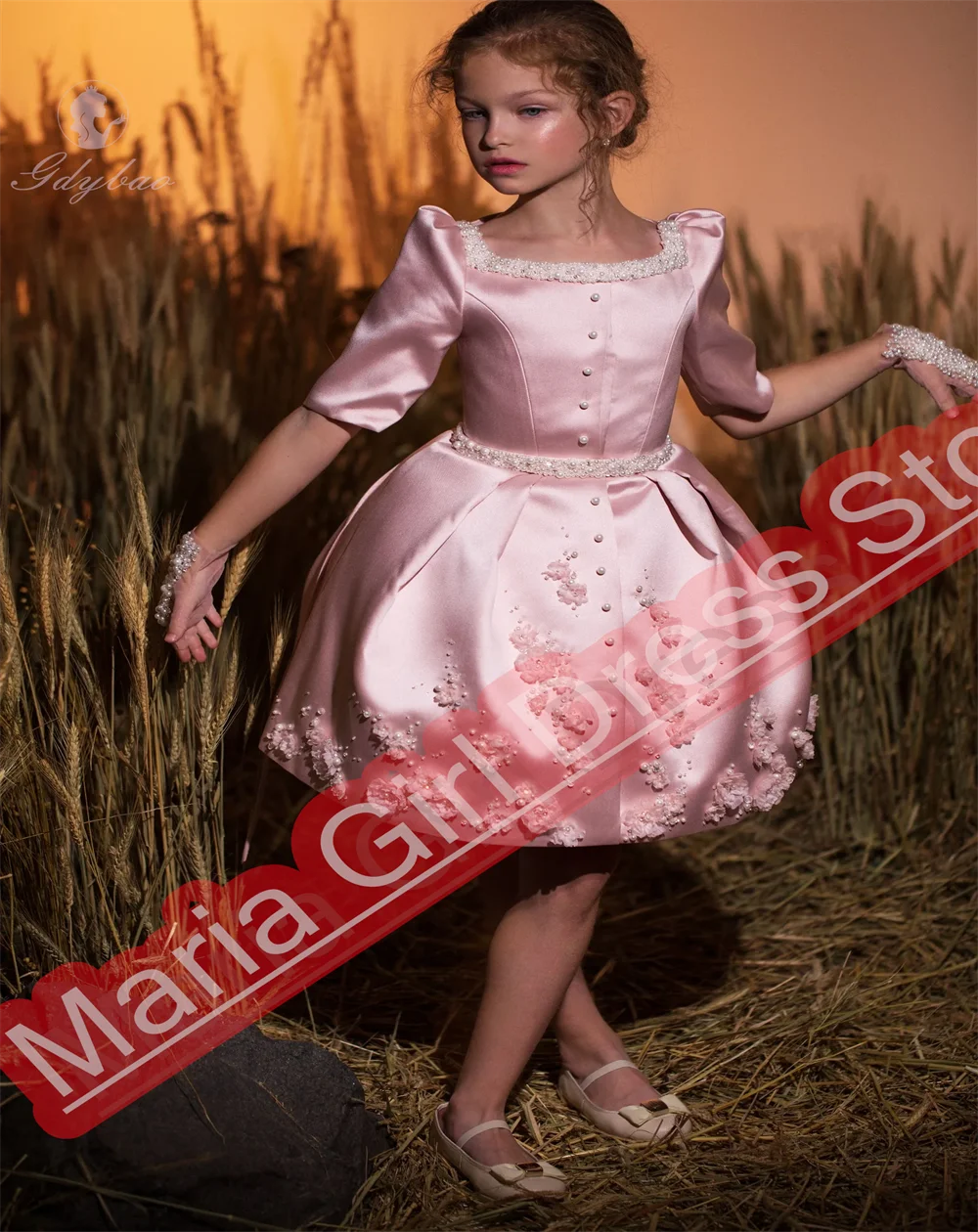 Robes de demoiselle d'honneur blanches élégantes, pour mariage, avec des Appliques courtes, princesse, concours de beauté, robes de bal d'anniversaire