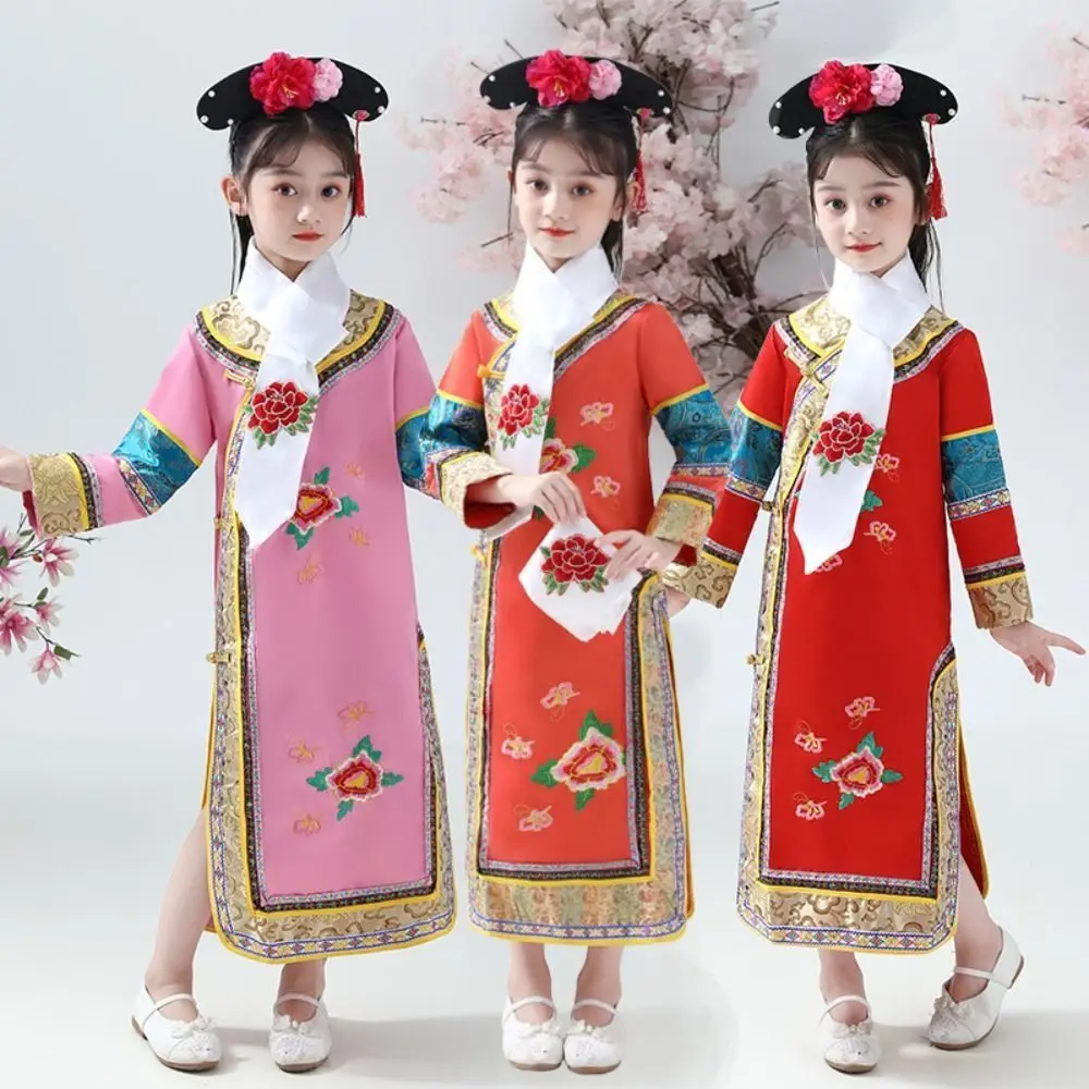 Chinese Style Qing Dynasty Ge Ge Clothing Qing Dynasty Printing Manchu Flag Clothing 4 Colors Fashion Princess Hanfu Dresses