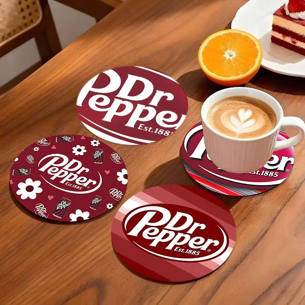 D-Dr Pepper Coasters 10cm Round Wooden Suitable For Drinks Tea Coffee Home Gift Choice Holidays
