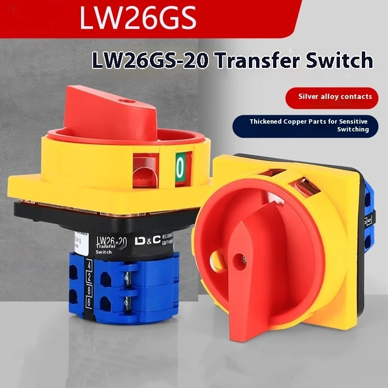 

Серебряный медный переключатель типа навесного замка LW26GS-20/04-2 Трехфазный выключатель питания LW28GS