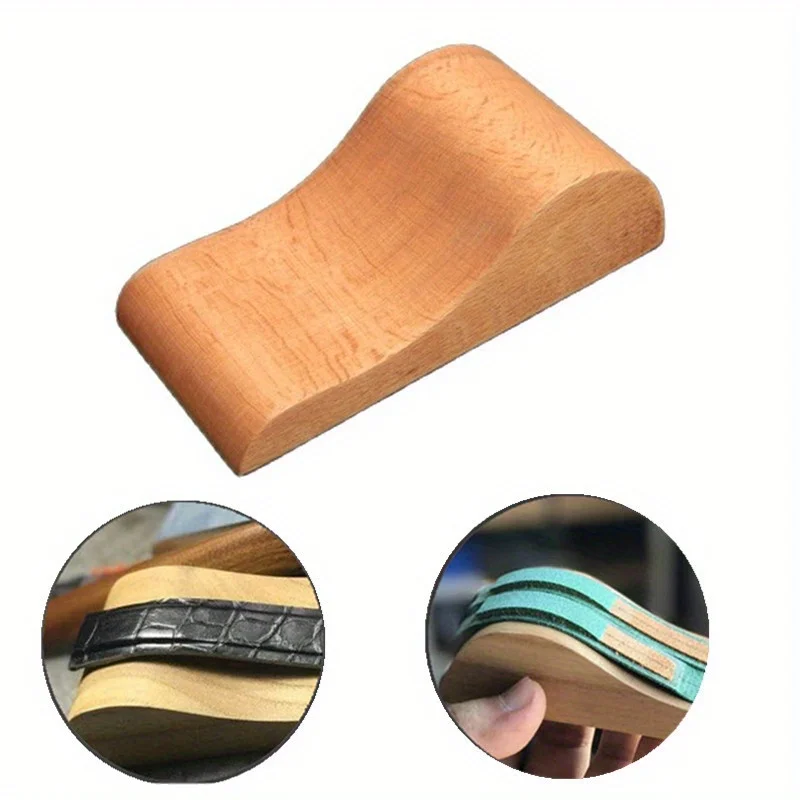 1Pc Handmade Leather Strap Bending Tool 1Pc Waxed Polished Elm for Watch Belt Craft
