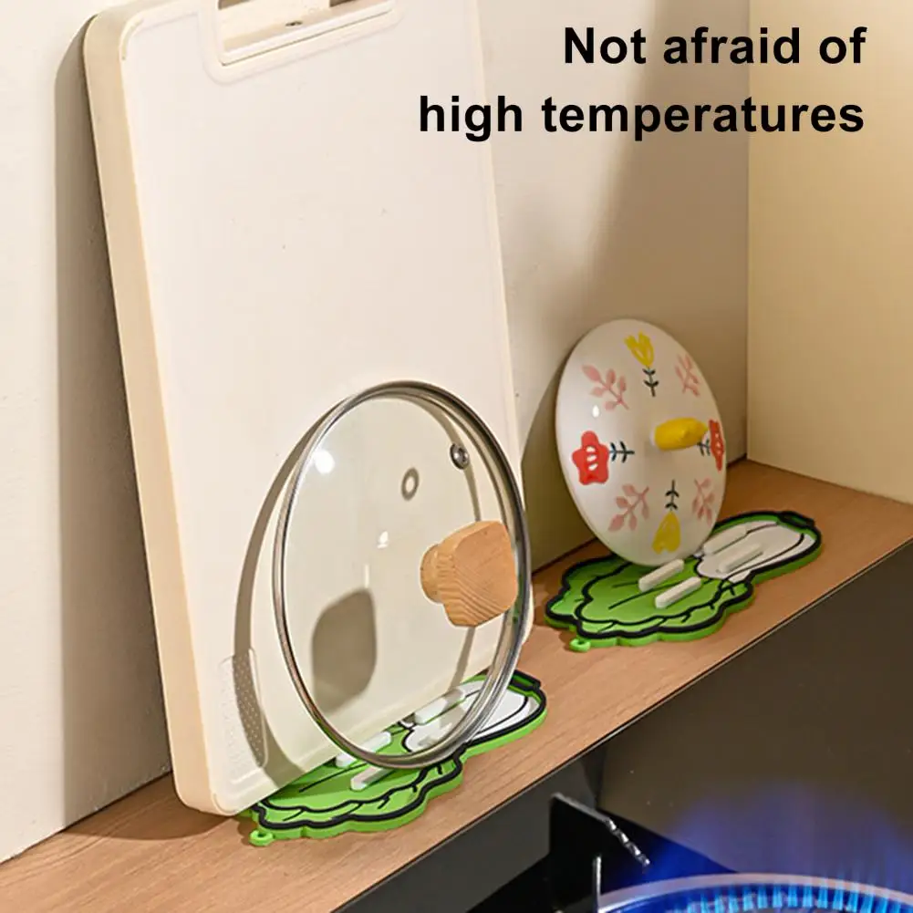 Wall Hook Silicone Pot Lid Holder Rack Anti-slip Kitchen Organizer Chinese Cabbage Shape Chopping Board Storage Stand
