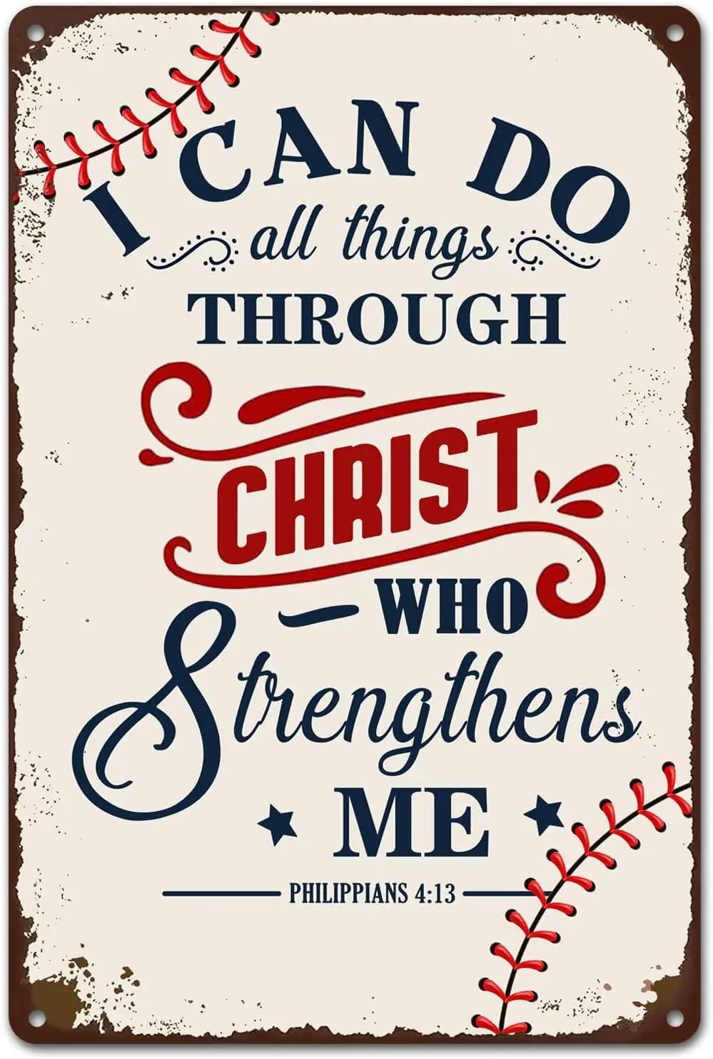 Inspirational Baseball Sign - Baseball Gifts for Boys & Boys' Room Decor，Vintage Sports Metal Tin Sign for boys bedroom