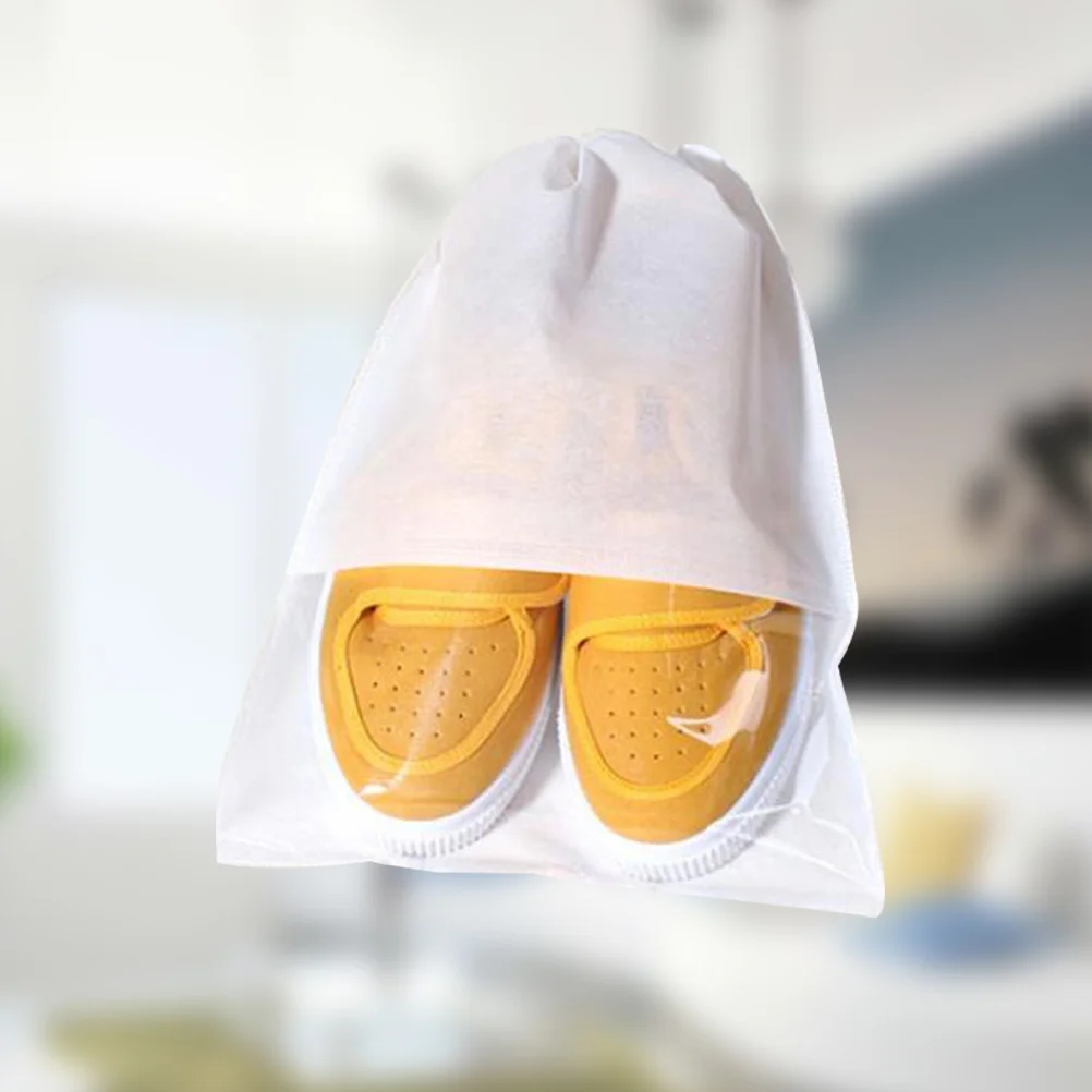 

10Pcs Slippers Bag Non-Woven Drawstring Transparent Travel Shoe Organizer Storage Dustproof Packing Pouches Space Saving