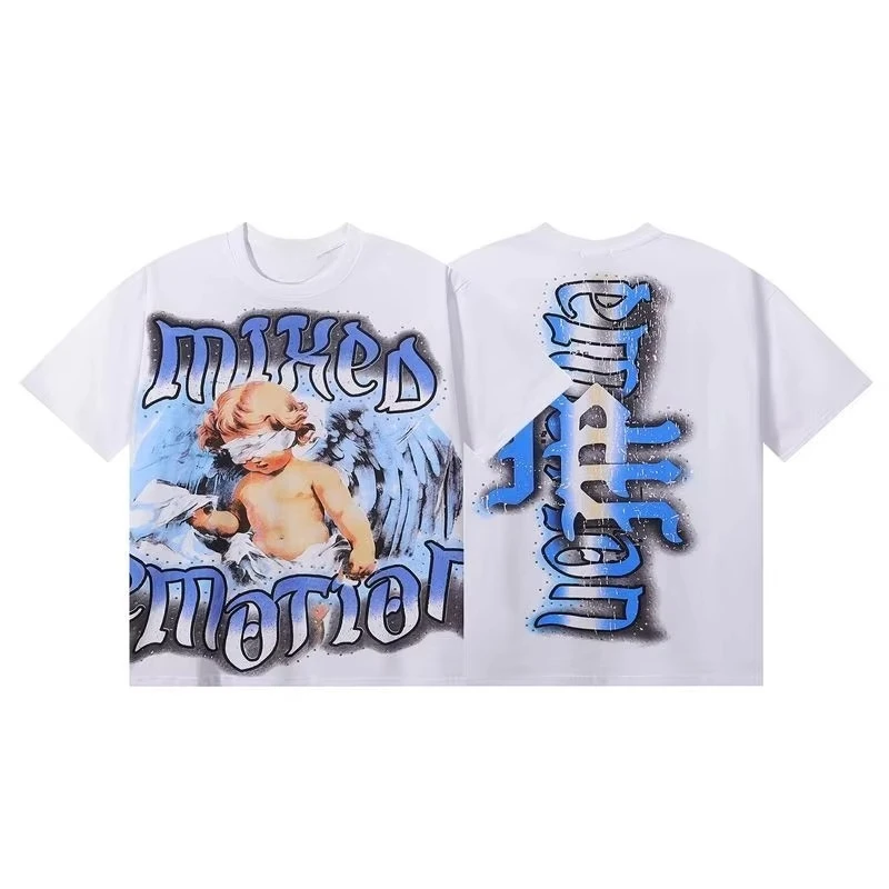 2026 comfortable and versatile Short Sleeve White fashionable Tshirts Streetwear Cotton Loose Parent-child clothing