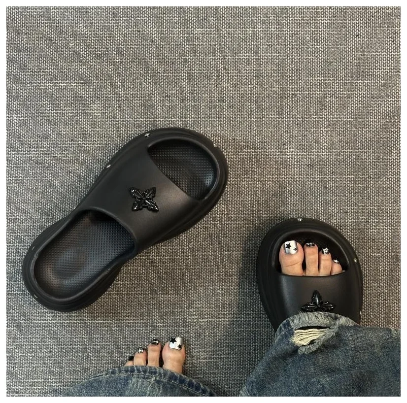 Summer Women Punk Super Fire 9cm Thick Bottom Slippers Women's Summer Outer Wear Summer Soft Breathable Stars