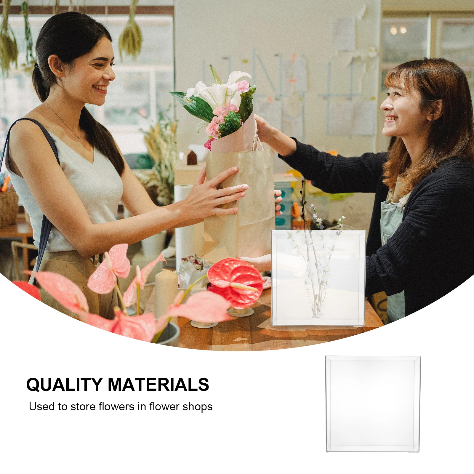 

Transparent Flower Bucket Cuboid Acrylic Storage Container Home Decoration Plant Packaging Box Multi-Function Household Sundries
