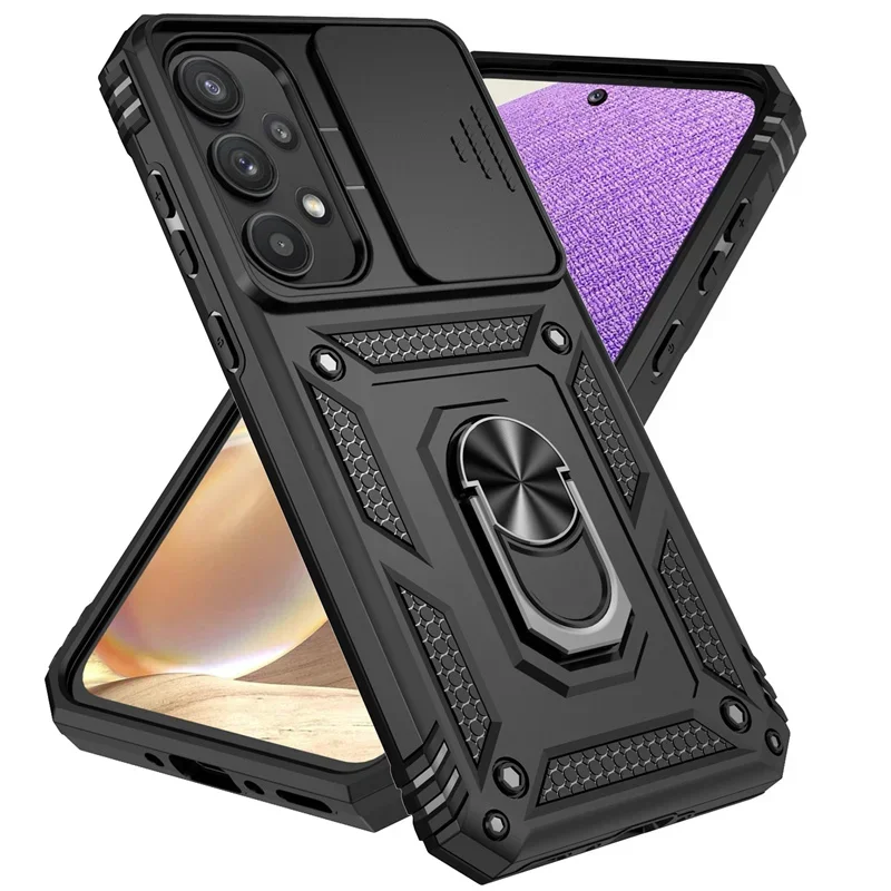 Para Samsung Galaxy S25Edge S25 Ultra S25 Plus S24FE A06 A16 A26 A36 A56 5G funda con soporte de anillo a prueba de golpes funda protectora de lente