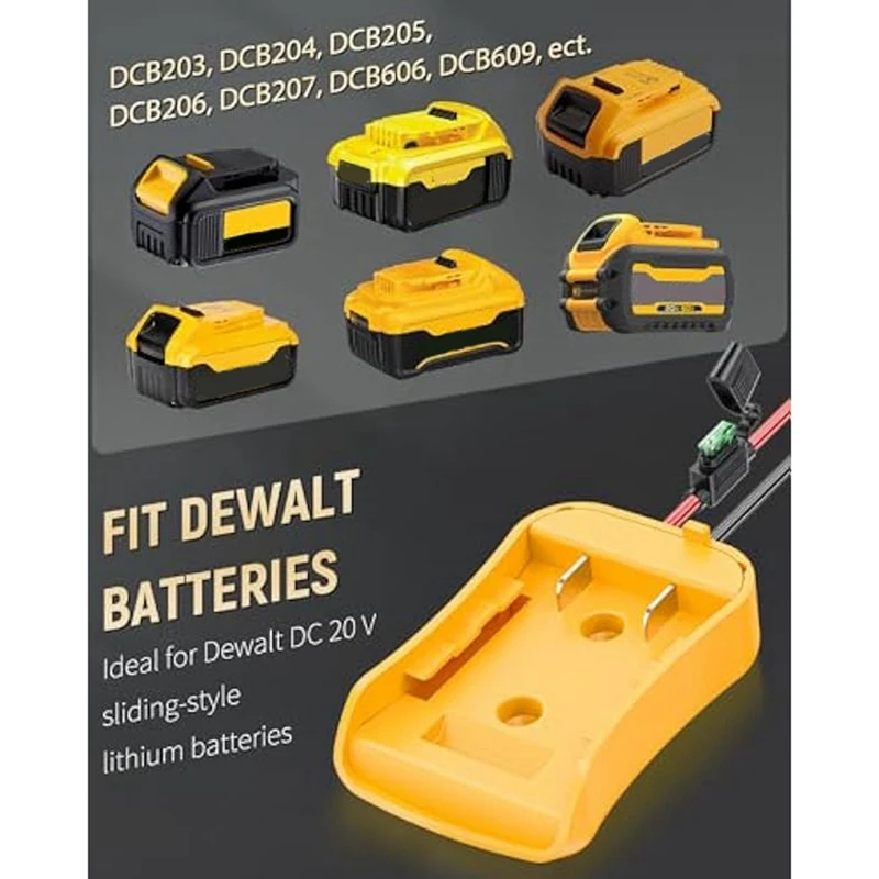 Adattatore per ruota di alimentazione da 2 pezzi per batteria al litio da 20V, adattatore per batteria con connettore per cablaggio, conversione adattatore di alimentazione cc