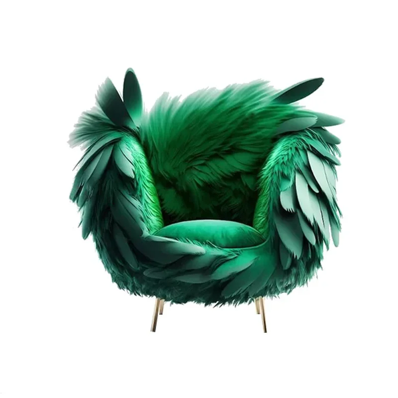 A New Sheep Beach Wool Single Leisure Chair Bedroom Backrest Dressing Chair Home Living Room Art Versatile Metal Chair