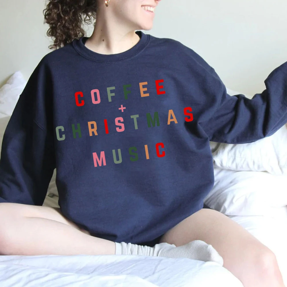 Coffee Christmas Music Sweatshirt Coffee Lover Christmas Gift Women Clothing Holiday Womens Christmas Lover Coffee Women Clothes