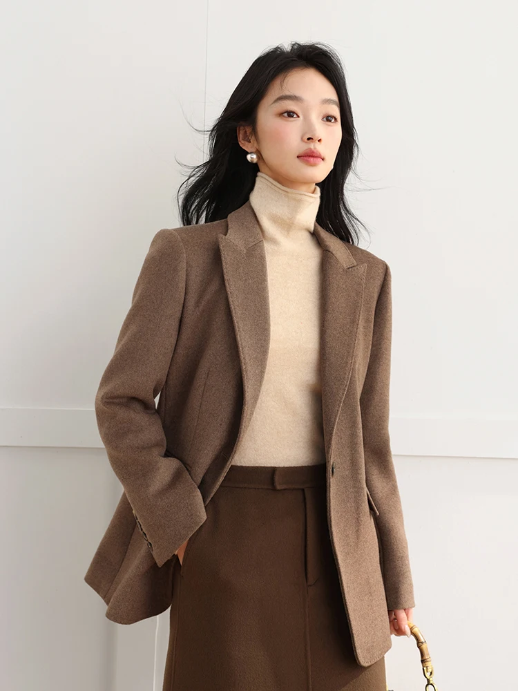 

Женский шерстяной пиджак Ele: высококачественный приталенный костюмный пиджак на одной пуговице для делового стиля и повседневной носки