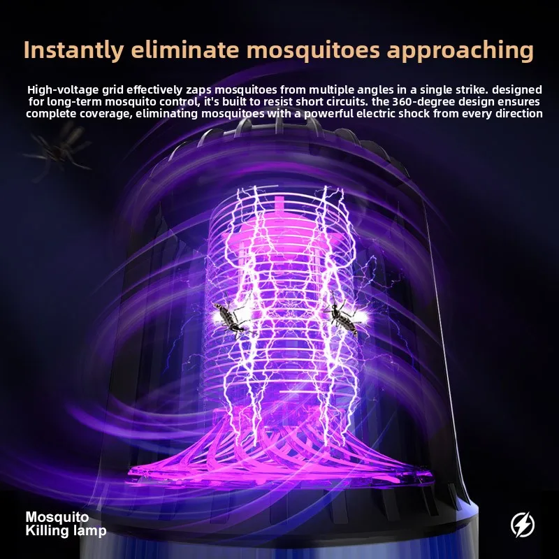 HUIBAOGE Mosquito killer electric shock mosquito lamp for home use, low-noise mosquito repellentusbRechargeable Outdoor Portable