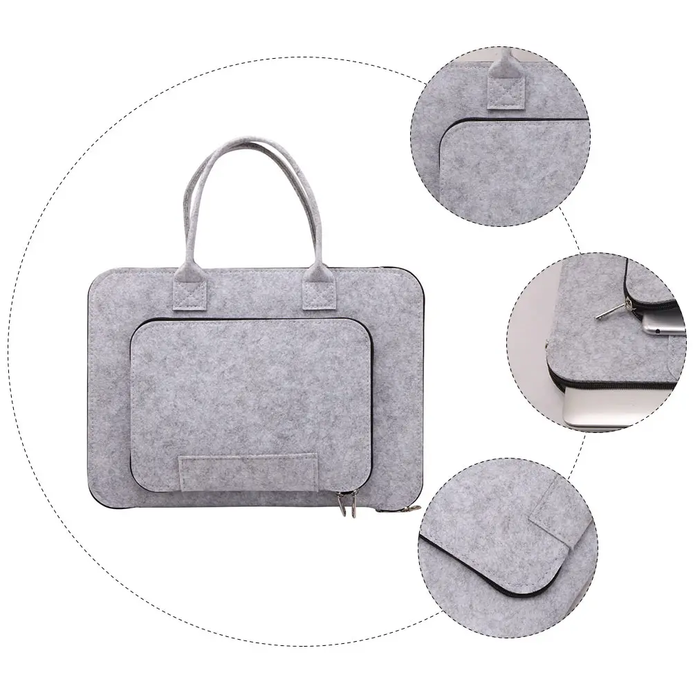 

Felt Laptop Bag Notebook Storage Business Briefcase Tablet Holder Container Anti Shock Wear Resistant Computer Handbag