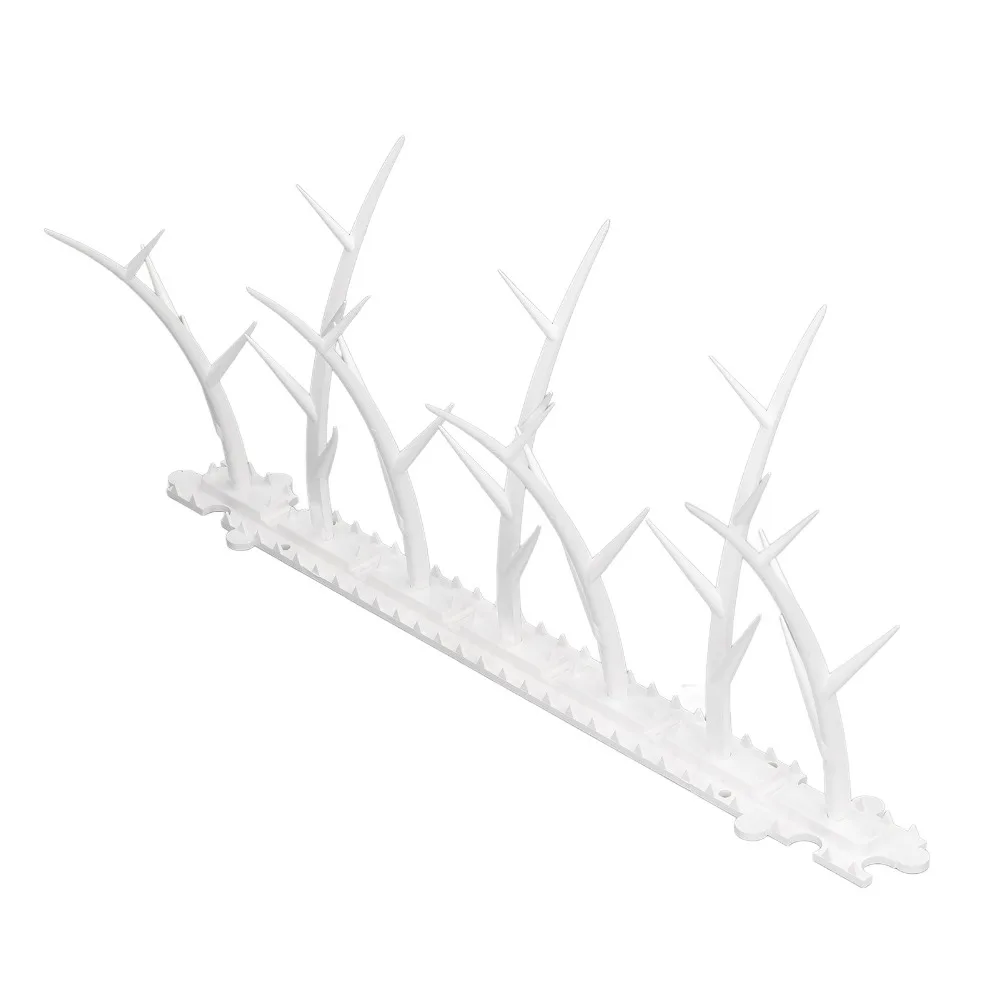 6PCS Durable Plastic Bird Deterrent Spikes White Easy to Install Plastic Bird Spikes Sharp Compact Anti-Theft Climb Strips
