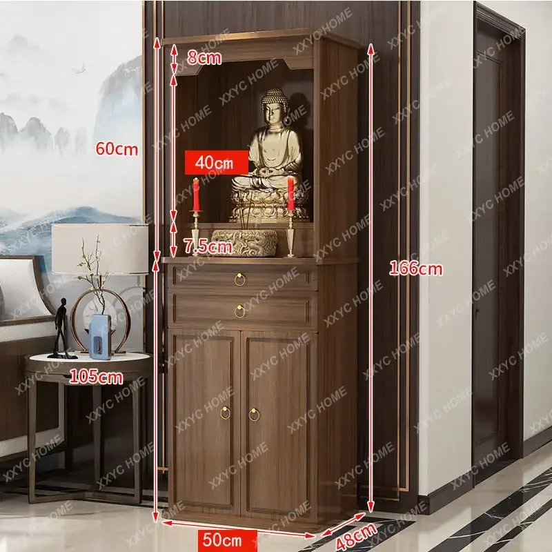 

Buddhist niche cabinet table shrine Buddha statue God of Wealth offering Taiwan Buddha table
