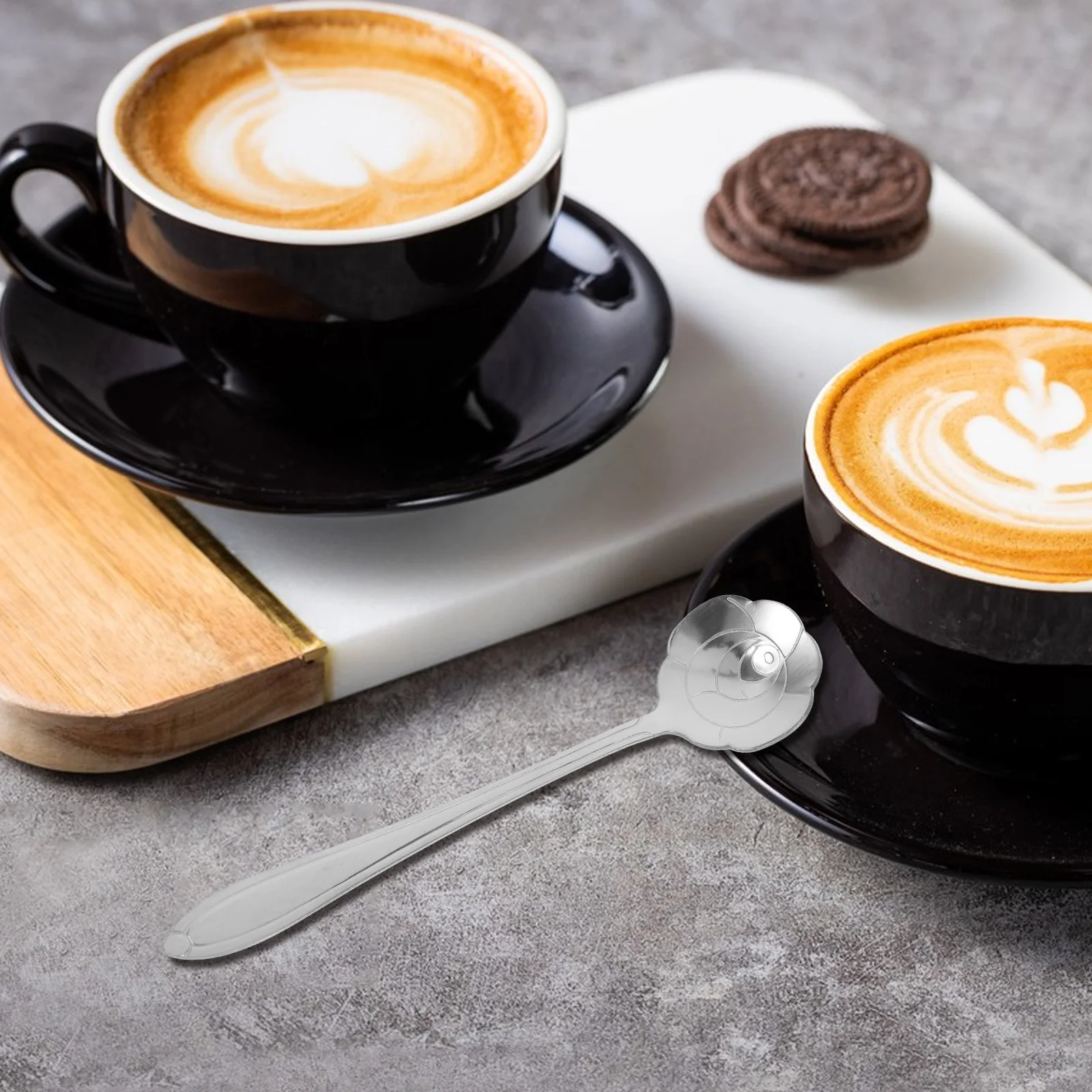 

3Pcs Rose Design Stainless Steel Spoons Small Dessert Mixing Coffee Spoon Portable Flower Shape Flower Spoon Spoons for Desserts