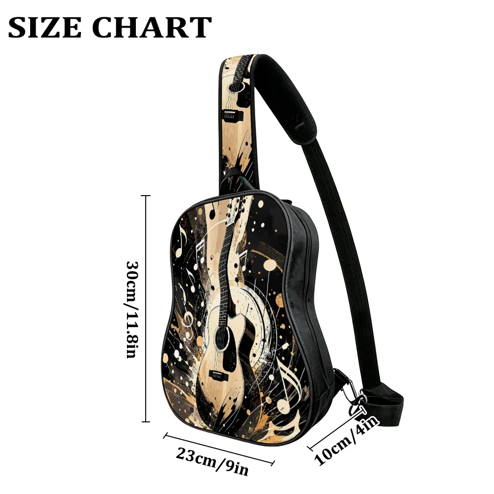 Symphony Men's Guitar Chest Bag, Sports Sling Pack with Inner Pocket, Breathable Running Workout, Fashionable for Music Lovers