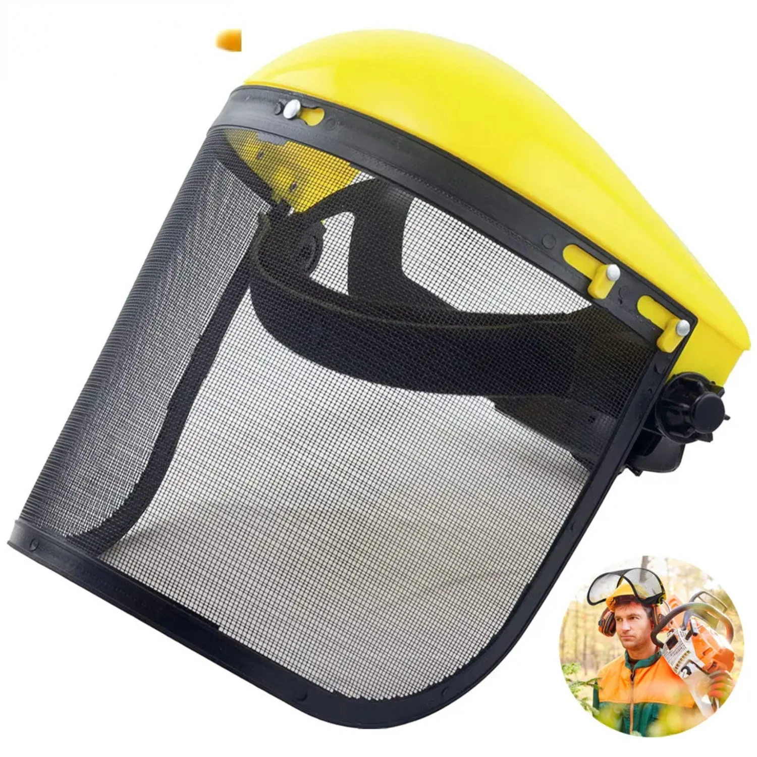 Safety Face Shield with Mesh Visor Protective Mesh Full Face Chainsaw Helmet Hat  Trimmer Gardening Weed Wacker Protection