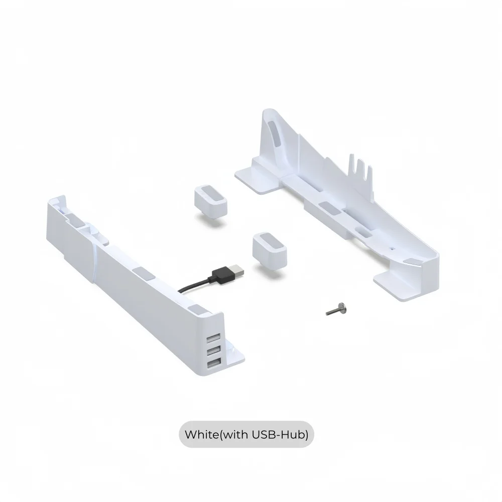 Verstelbare horizontale standaard voor PS5 / PS5 Slim / PS5 Pro console met ingebouwde 3 USB 2.0 hub-poorten, stabiele antislip-plaatsingsbeugel
