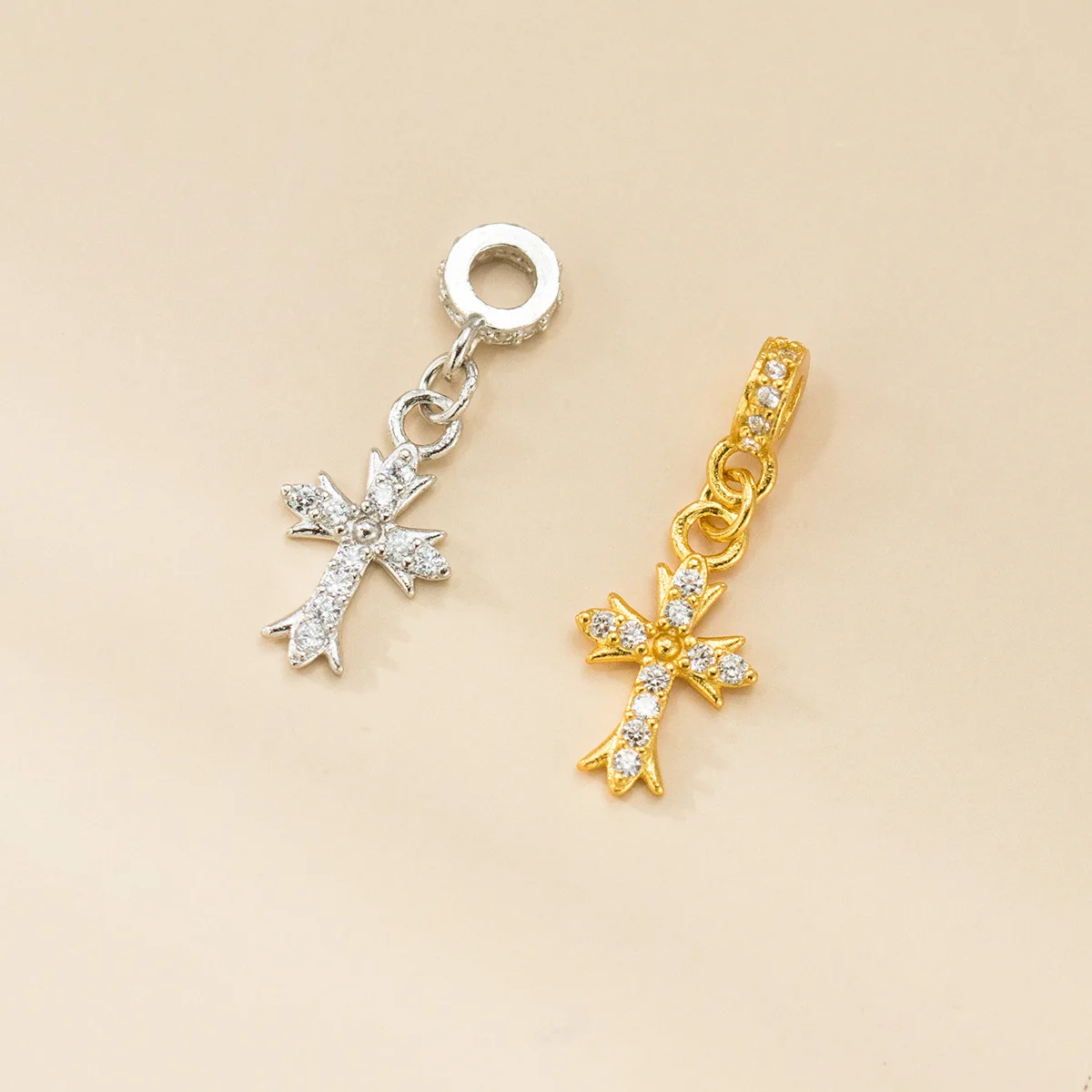 Dijes 925 Cruz circón collar Simple colgante hecho a mano accesorios DIY dijes para pulsera Plata 925