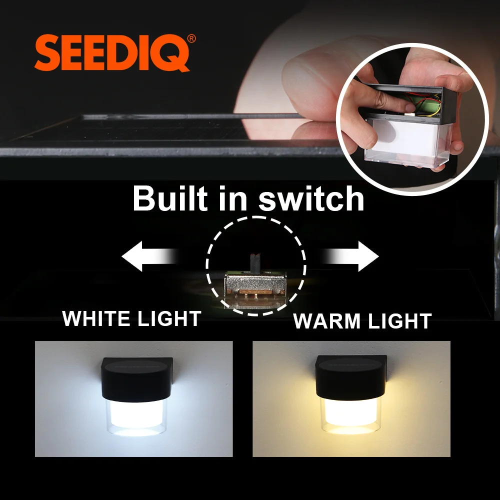 SEEDIQ Solar Outdoor Wall Light IP65 Waterproof LED Facade Wall Lamp 4W Wireless Street Porch Garden Lighting