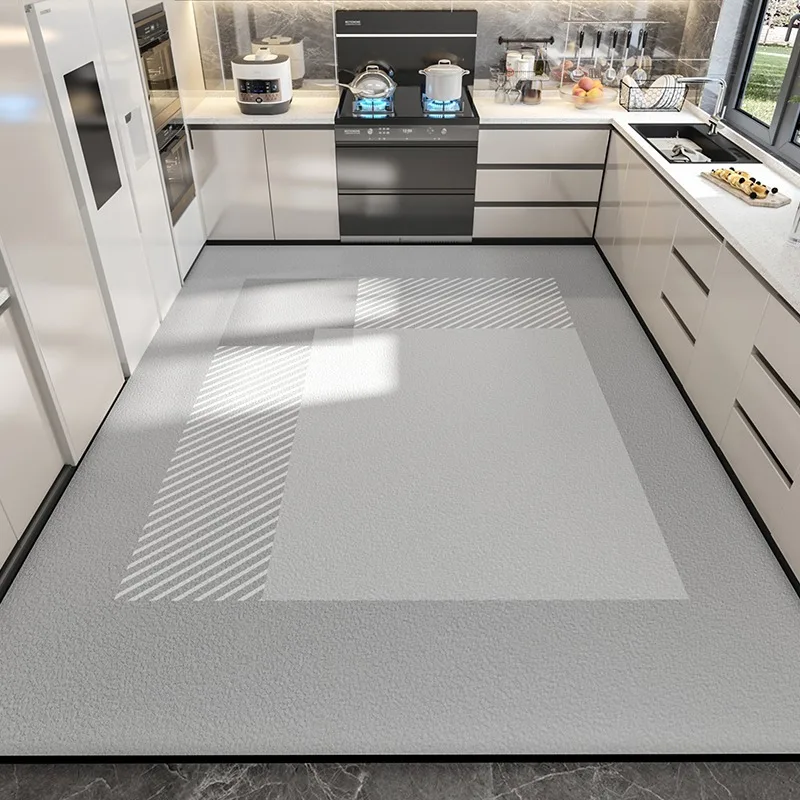 Kitchen Floor Mat Waterproof Non-slip Oil-proof PVC Leather Wipeable Washable Soft Carpet Dirt-resistant Balcony Rug Alfombr 양탄자