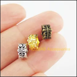 40Pcs Tibetan Silver Tone & Bronze Gold Color Flower Round Circle Spacer Beads Charms 7mm