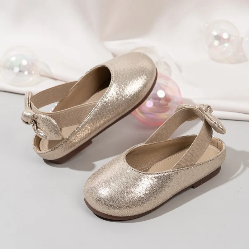 Mumoresip Summer Children Closed Toe Sandals Simple Outdoor Girls Causal Flat Shoes with Bow Kids Dress Party Sandals Non-slip