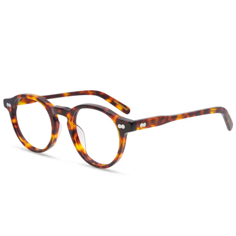 Round Reading Glasses Men Women Vintage Acetate Eyeglasses Frame Male Optical Prescription Glasses Black Green Yellow Spectacles