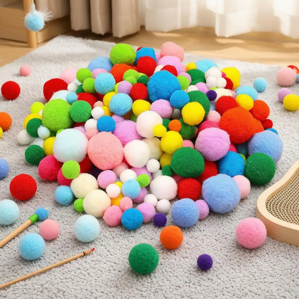 Bulk Multicolor Craft Pom Poms Balls Set – Soft Fuzzy Chenille/Felt Like Decorative Balls for School Projects Seasonal Decor TMZ