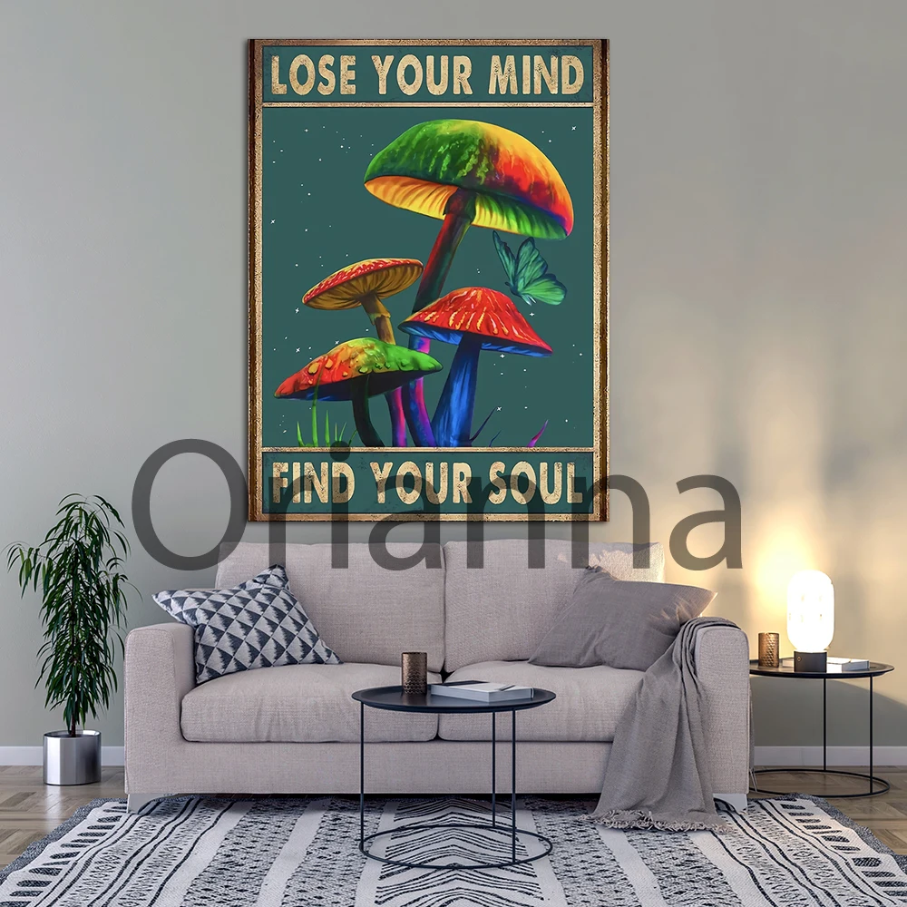 Wall Art Lose Your Mind Find Your Soul Magic Mushrooms Poster Pop Home Decoration Vintage Hd Prints Watercolor Canvas Painting