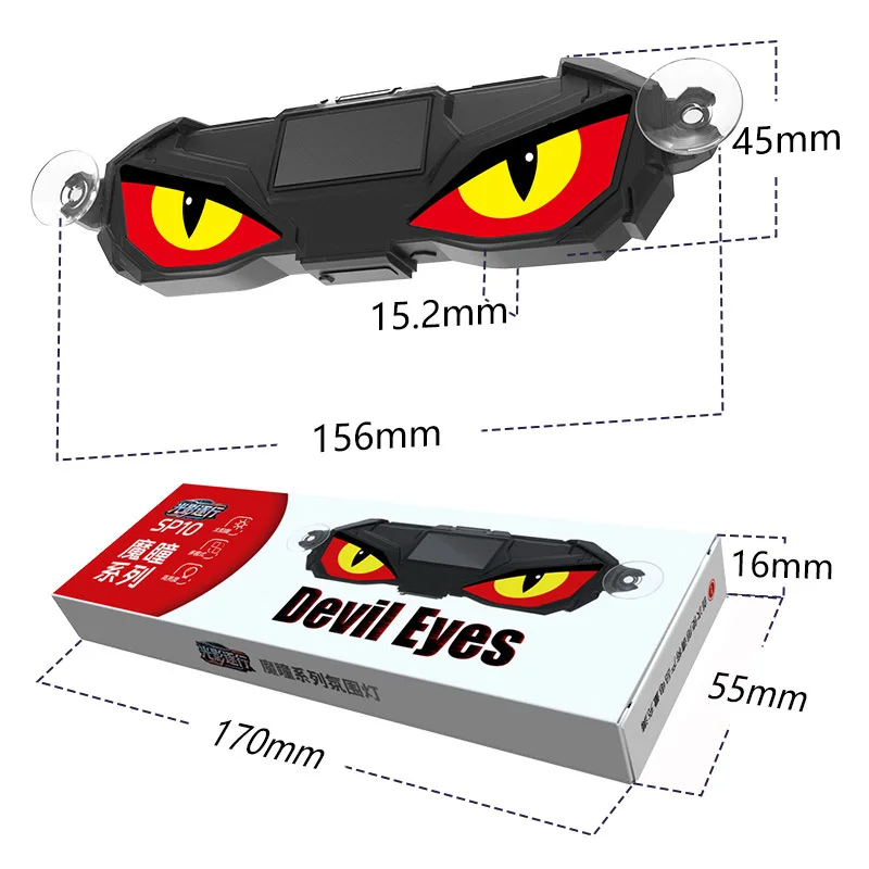 1Pc Solar Powered Demon Eye Dynamic LED Warning Light, Flashing Eye Shape Decor Lamp for Car Triangle Window