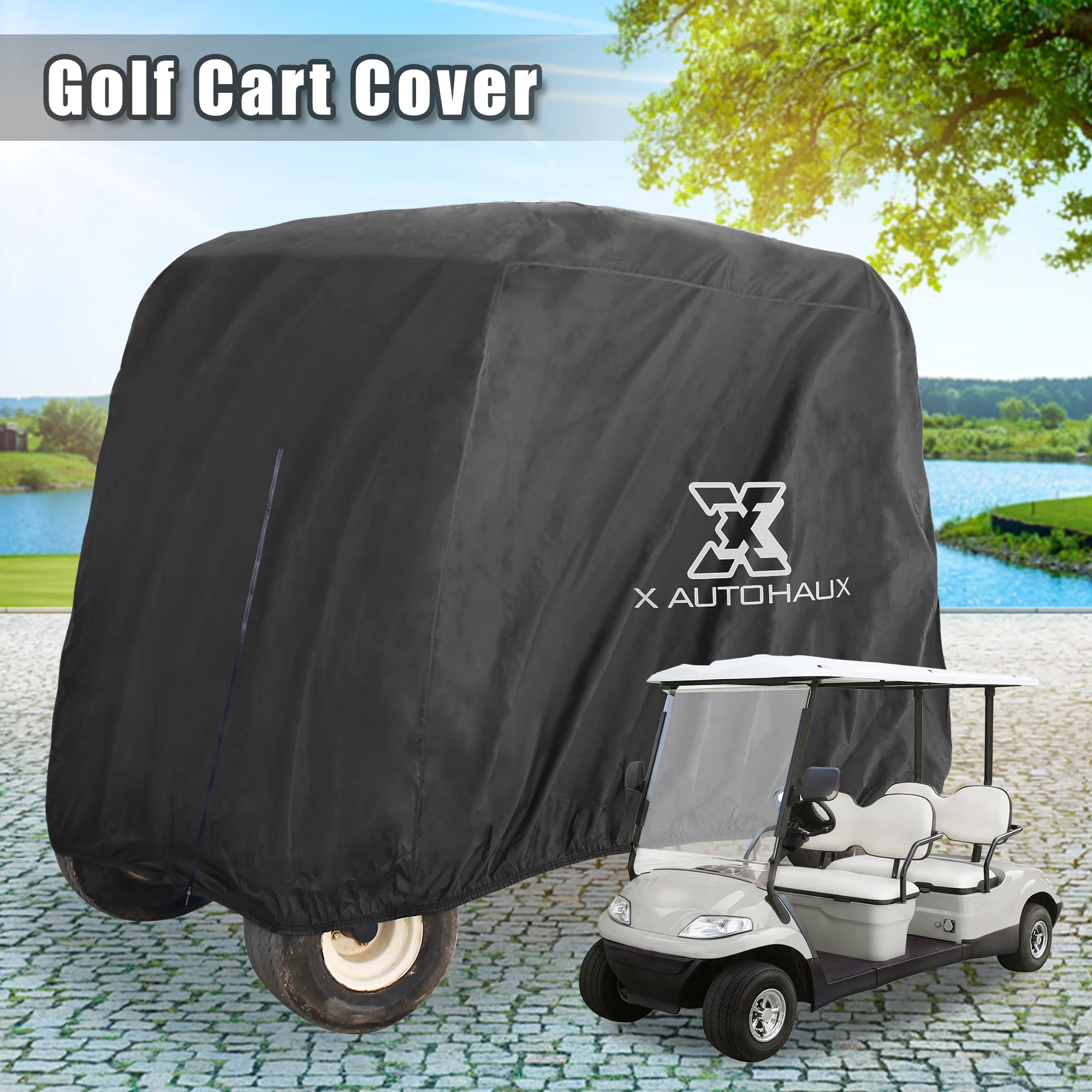 

X Autohaux Waterproof Outdoor Dustproof Sun Rain Resistant Golf Cart Protective Cover All-Season 242x122x168cm 285x122x168cm