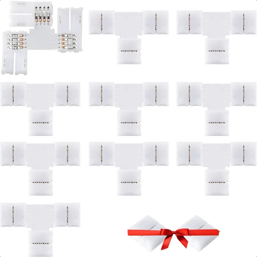 

JACKYLED T Shape 4Pin 8mm LED Connectors Total 42Pcs Unwired Solderl Gapl Adapter Corner Connectors Terminal Extension 12V 72W