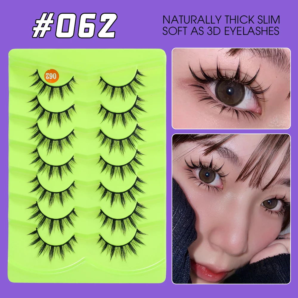 7 par rzęs 3D Mink Manga Lashes Korean Natural Full Strip Lashes Extension Makeup Soft Cross Mink Fluffy Fałszywe rzęsy