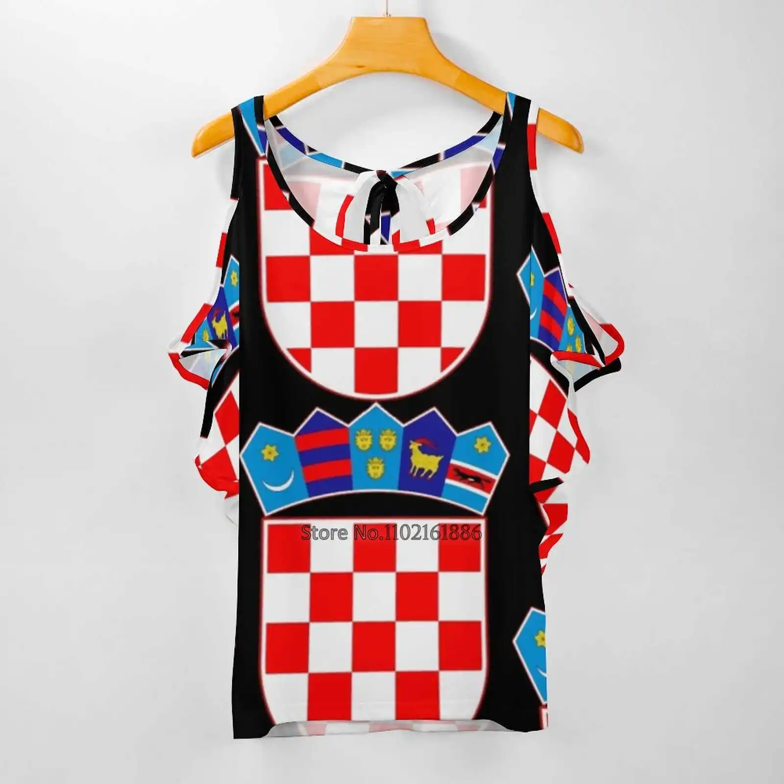 Abrigo de armas de Croacia con cremallera, camiseta Sexy, Tops informales, Jersey hueco, camisetas para mujer, abrigo de Croacia, Croacia