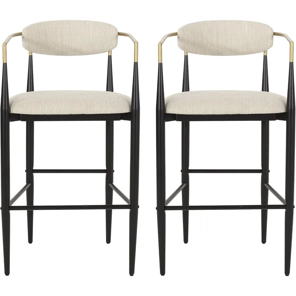 

Elmore 30 Inch Barstools - Beige/Black/Gold (Set of 2)