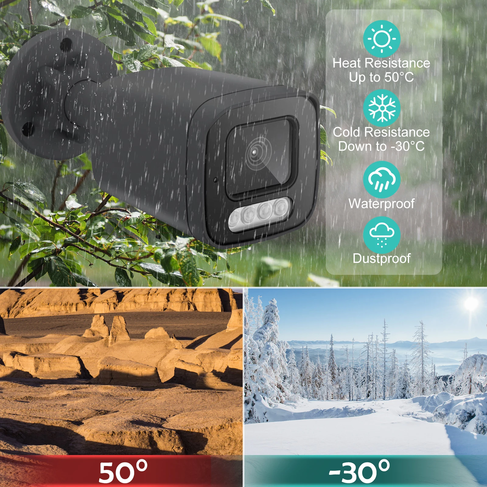 Gadinan Black 4K 8MP IP Camera Outdoor Two-Way Audio Home POE Security Camera 5/4MP Color Night Vision Metal Bullet CCTV Monitor