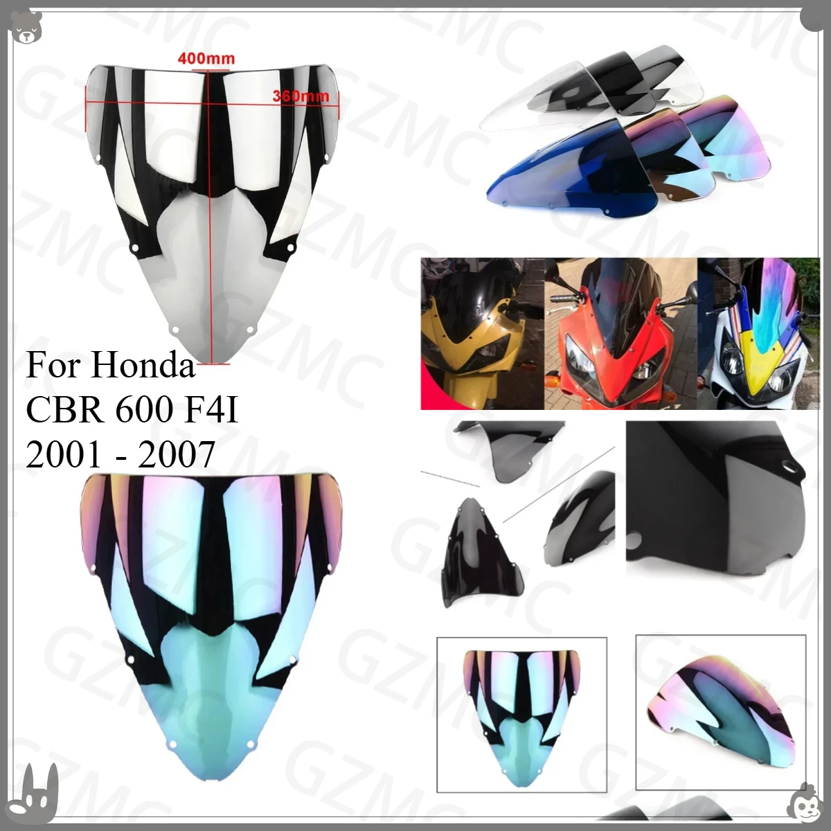 

Для Honda CBR 600 F4I 2001-2007 мотоциклетный двойной пузырьковый дефлектор лобового стекла, защита ветрового стекла CBR600 2004 2005 2006