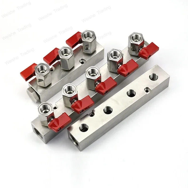 

Высоконапорный распределительный блок из нержавеющей стали 304, 30x30 мм, G1/2" вход, G1/4" выход, 2-12 выходов, пневматический фитинг