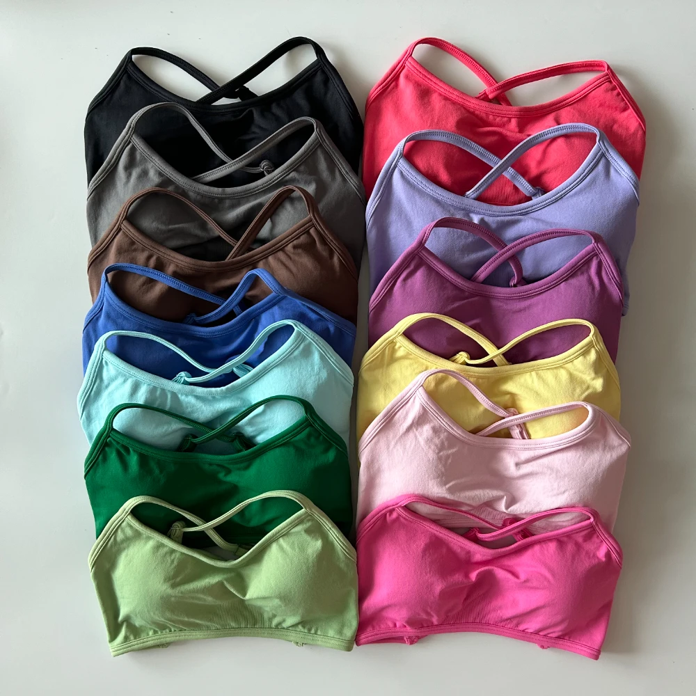 Soutien-gorge de sport dynamique dos nu pour femmes, soutien-gorge de Fitness sans couture, rembourré, haut de Yoga, soutien moyen, vêtements d'entraînement, haut court de gymnastique