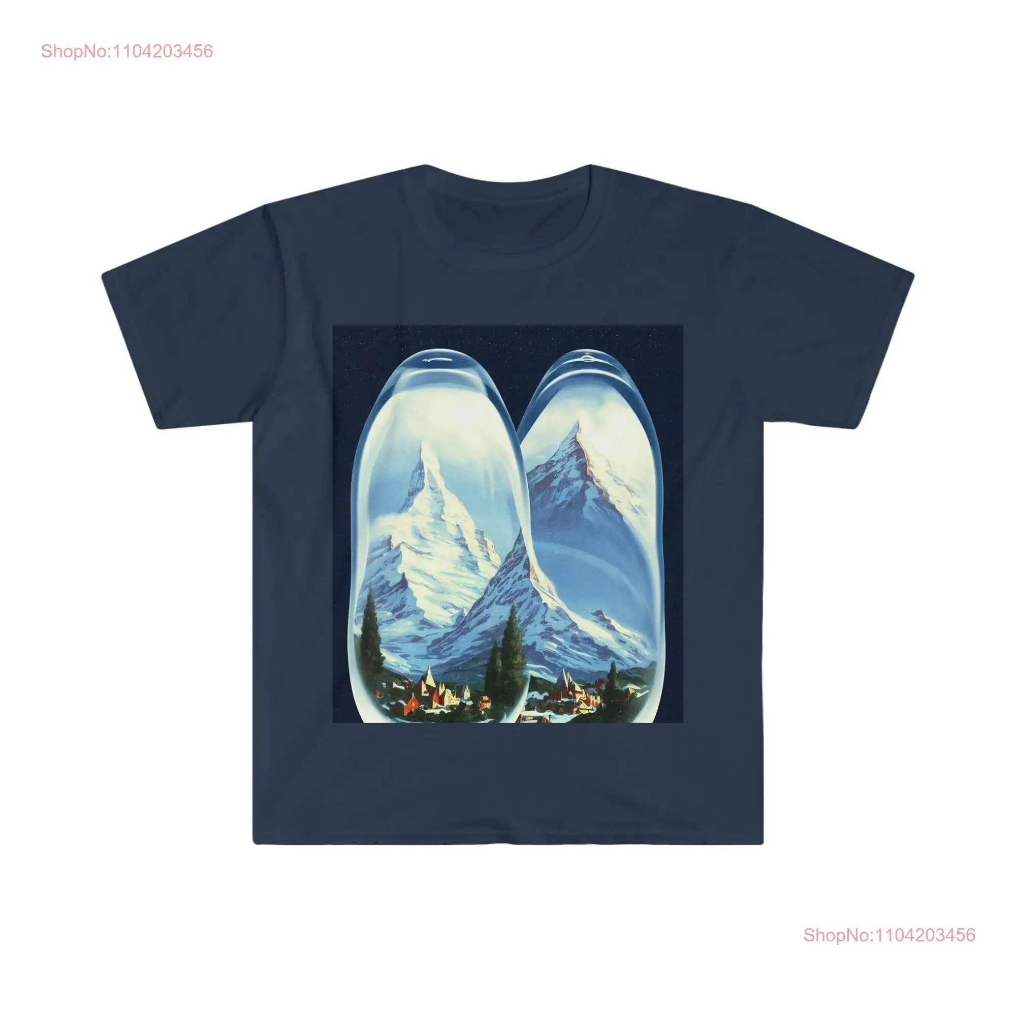 Matterhorn Snow Globe Surrealist Style Softstyle T Shirt long or short sleeves