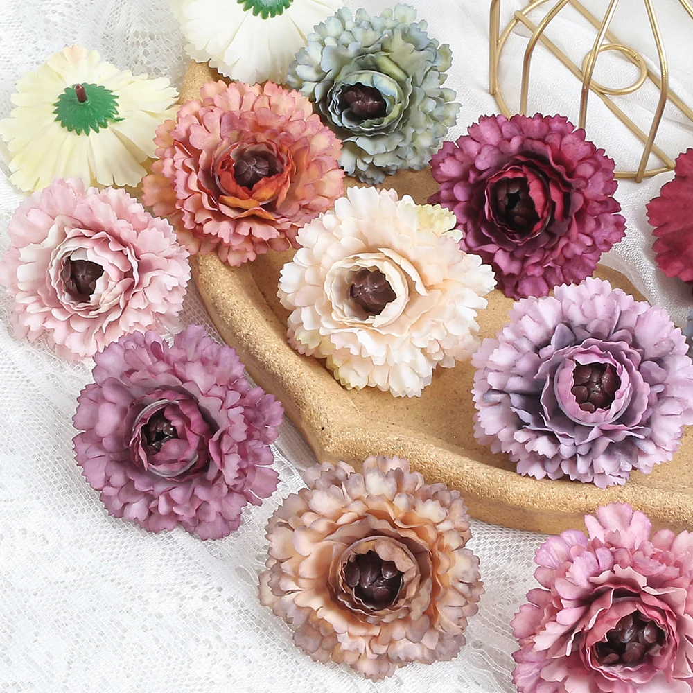 10Pcs Artificial Flowers 7CM Silk Fake Flowers Head For Home Room Decor Wedding Marriage Decoration DIY Craft Garland Accessory