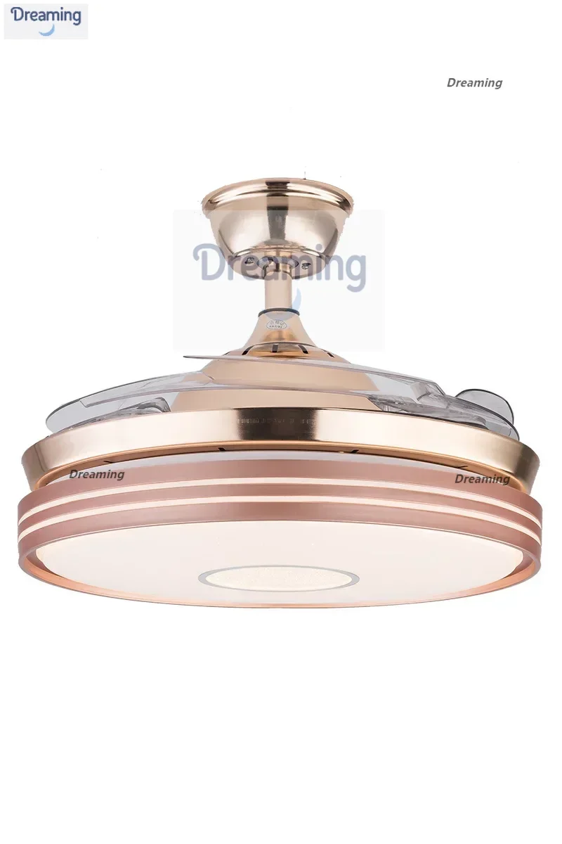 

Nordic modern ceiling fan light invisible integrated dining room living room bedroom dining room simple light luxury with electr