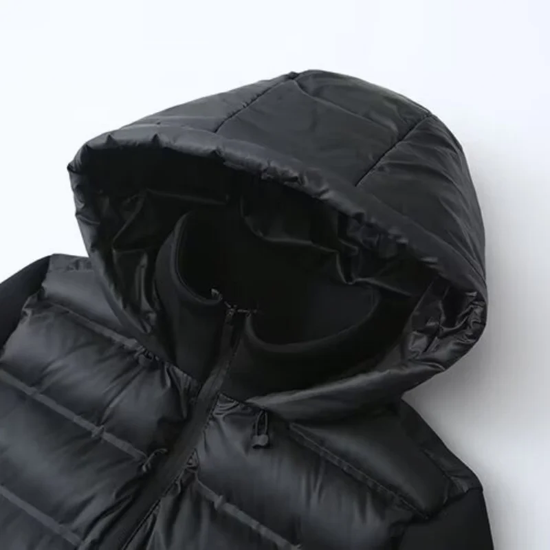 Imagen 4: Chaqueta Acolchada de Algodón con Capucha y Parches para Mujer, Estilo Casual de Otoño, Ligera, Sencilla y Moderna para Uso Diario