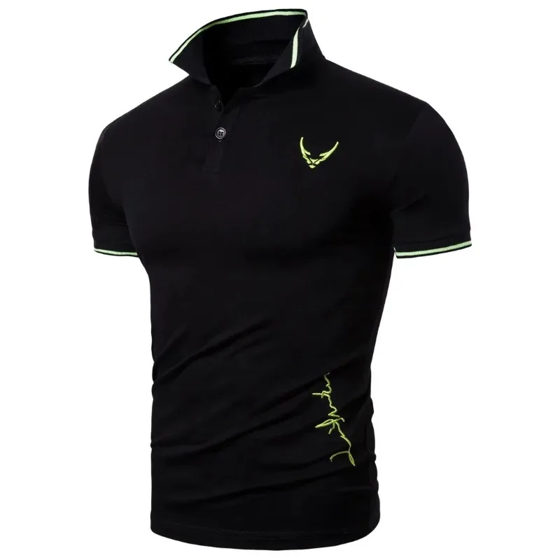 

Cotton Polo Shirt Men's Top Embroidered Sportswear 2024 Fashionable Solid Color Men's Casual Personality Simple T-shirt