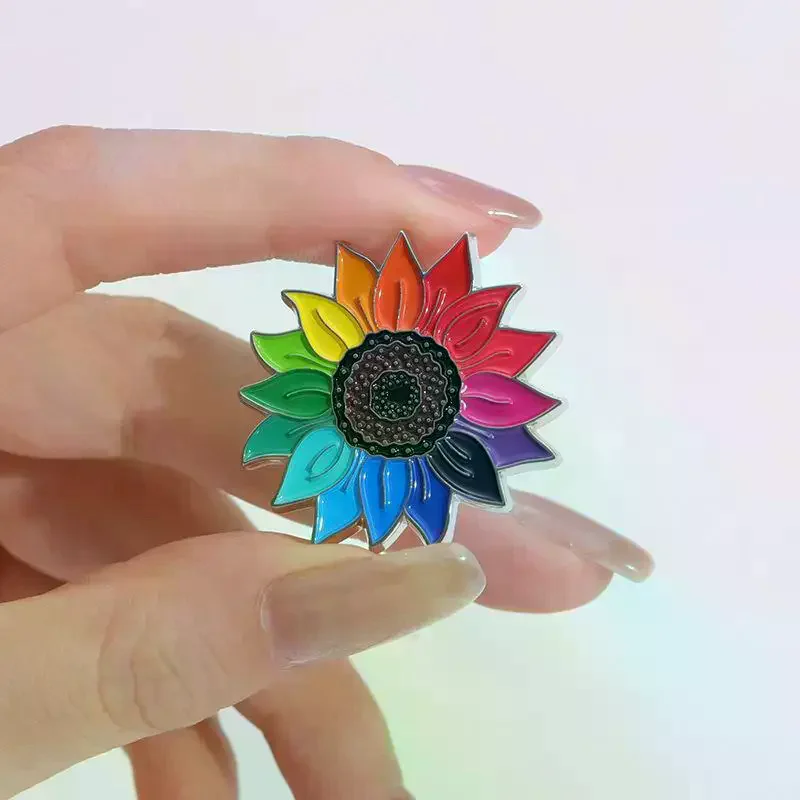 Rainbow Sunflower Enamel Pin Collar Lapel Badge Backpack Clothing Accessories Fashion Jewelry Gift For Party Daily Wear view 3