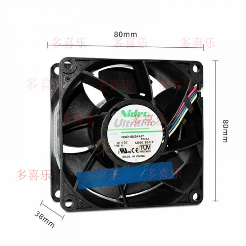 

ZMZM 1/шт. для Nidec V80E12BS2A5-57 12 В 1,95 А 8038 8 см 4-проводной охлаждающий вентилятор для сервера