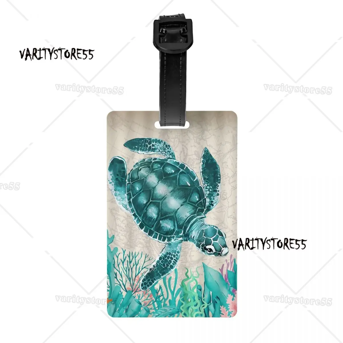 Custom Ocean Sea Turtle Luggage Tag Custom Baggage Tags Privacy Cover ID Label